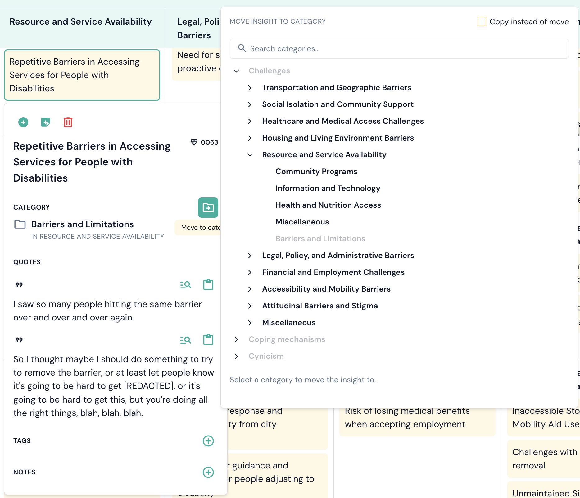 Move insight to category