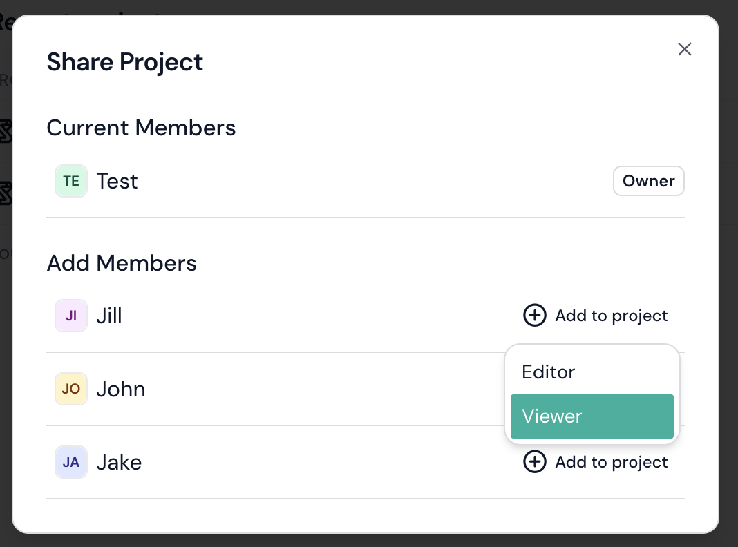 Selecting collaborator rights