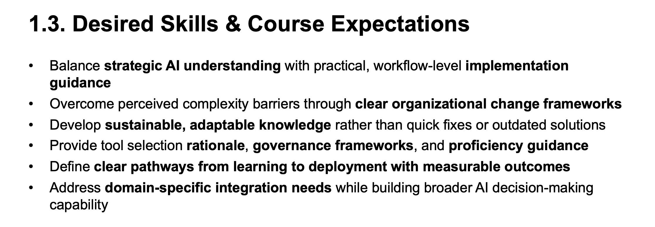 Results related to course expectations