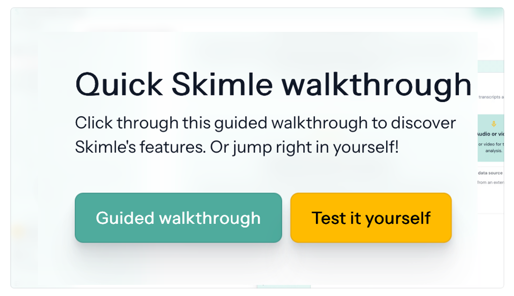 The Skimle interactive walkthrough